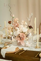 Ling's Moment Fake Flowers Box, Faux Artificial Greenery Stems Foam Roses Berry Silk Leaves Fabic Flower for Centerpieces Bouquet Wedding Vase Floral Arrangement Decoration, White & Sepia, Grand Combo - Image 2