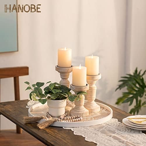 Hanobe Large Round Decorative Tray Coffee Table Decor, White - Image 4