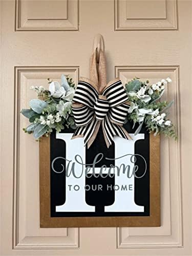 16'' Personalized Last Name Welcome Sign, Door Wreaths for Front Door Outside, Spring Wreath for Front Door Decor, Farmhouse New Home Gifts for Home (H) - Image 4