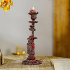 Sungmor Cast Iron Candle Holder, 10.2in Rust Noblewoman Figurine Design - Image 3