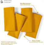 Mustard Yellow Cloth Napkins 18"x18" - Set of 12-100% Cotton, Absorbent, Reusable, Soft, Washable - Hemstitch Mitered Edges - Ideal for Dinner, Everyday, Baby Showers, Events - Image 5