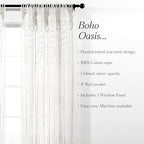 Lush Decor Boho Macrame Textured Cotton Window Curtain Panel Single 40" W x 95" L White - Macrame Curtains for Windows, Room Divider, Boho Wall Decor - Image 6