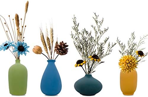 Small Ceramic Vase Decorative, Set of 4 Flower Bud Vases by Malltohome