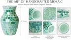 8" Green Agate Mosaic Vase, Handmade Textured Glass Flower Vase, Crisp Botanical Centerpiece for Living Room, Kitchen, Modern Home Decor & Housewarming Gift - Image 5