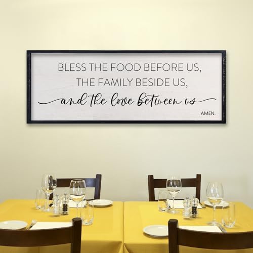 comurdyo Bless the Food Before Us Sign, 32" X 12", Black - Image 3