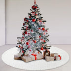 Kinlop 72 Inch Faux Fur Christmas Tree Skirt, Crossed Diamond Textured Mat - Image 6