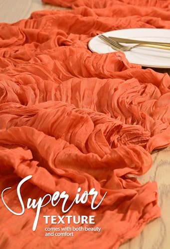 18 Pack Cheesecloth Table Runner 10FT Orange Table Runner Boho Gauze Cheese Cloth Table Runners Long Rustic Sheer Table Decorations for Wedding Party Baby Bridal Shower Birthday Holiday Home - Image 4