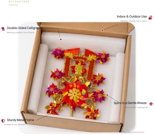 Traditional Chinese Windmill, Golden Lucky Blessing Ornament, Gifts for Prosperity Decor for Home Office Shop Front Countertop, Auspicious Gift for Business Display.Chinese new Year Decorations - Image 4