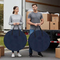 24 Inch Round Storage Bag 2 Pack,Modern Navy Blue Cowhide Waterproof Wreath Storage Container with Handles&Zipper Classic Leather Texture Closet Organizer Bags Garland Box by Unknown