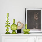 Rtteri 3 Pcs Glass Candle Holder Candlesticks Holders, Green - Image 3