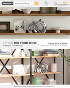 Set of 2 Silver Ceramic Vases for Home Decor Accents - Unique Hollow Donut Artistic Design Modern Contemporary Glam Style Decorative Vases for Shelf, Mantel, Entryway Table Decor (Matte Silver) - Image 6