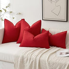 MIULEE Pack of 2 Christmas Red Euro Shams Chenille Pillow Covers 26x26 Inch - Image 6