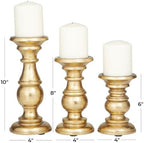 Deco 79 Mango Wood Decorative Candle Holder Turned Style Pillar Candle Stand, Set of 3 Candlestick Holder 10", 8", 6"H, Gold - Image 6