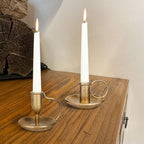 Vintage Iron Taper Candle Holder Set of 2 Antique Brass Candlestick Holders - Image 4