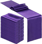 Bencailor 24 Pcs Purple Satin Table Runners Bulk, 12 x 108 Inch by Bencailor