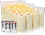 24-Piece Ivory Flameless LED Candles with Remote, Embedded Fairy Lights for Christmas Decor. Battery-Powered with Timer, Safe & Elegant for Cozy Romantic Home, Wedding, Party. - Image 3