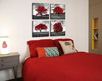 DJSYLIFE Modern Red Tree Wall Art, Black White Canvas Print for Living Room - Image 3