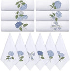 HunnmingRe 12 Pcs Blue Hydrangea Cloth Napkins Bulk 100% Cotton, 17x17inch by HunnmingRe