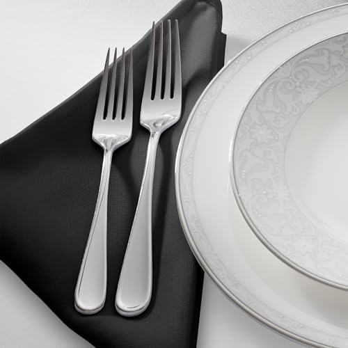 Lann's Linens Set of 144 Cloth Dinner Napkins, 17-inch Polyester Napkins, Washable and Reusable Fabric for Weddings, Hotels, Restaurants - Black - Image 2