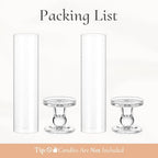Hurricane Glass Candle Holders: Clear Candlestick Holders Set of 2 - Image 7