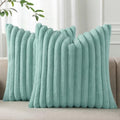 Pallene Faux Fur Decorative Throw Pillow Covers 24x24 Set of 2, Aqua by PALLENE