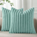 Pallene Faux Fur Decorative Throw Pillow Covers 24x24 Set of 2, Aqua by PALLENE