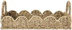 Household Essentials Seagrass Decorative Tray with Scalloped Edge, Handwoven Natural Wicker Organizer Basket with Handles & Iron Frame for Coffee Tables, Bathrooms & Countertops - Image 3