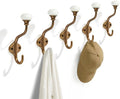 TUNNY Coat Hooks - 5 Pack Antique Brass Towel Hooks Robe Hooks Decorative Wall Hooks for Bathroom Bedroom Kitchen Towel Robe Clothes Cabinet Closet Bathroom Hardware by TUNNY