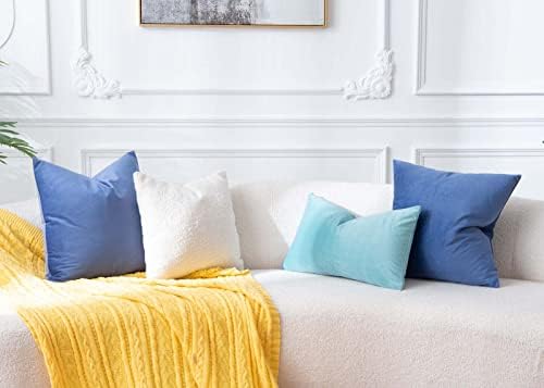 JUSPURBET 28x28 Euro Velvet Throw Pillow Covers Set of 2,Blue - Image 4