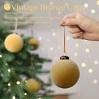 XmasExp 36PCS Velvet Christmas Ornaments Set Mixed Flocked Balls Ornaments Shatterproof Christmas Tree Decorations for Holiday,Party,Home(Light Coffee - Image 3