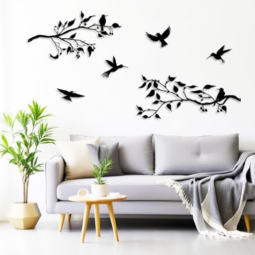 Harikikochuu 4PCS Large Birds on Branch Metal Wall Art Decor,Black Leaves with Birds Silhouette Art Metal Leaves with Hummingbirds Outdoor Wall Decor for Livingroom Balcony Garden Patio Decor. by Unknown