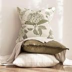 Foindtower Set of 2 Linen Floral Throw Pillow Covers Neutral Vintage Print Decorative Cushion Covers Farmhouse Boho Home Decor for Sofa Chair Couch Bedroom Living Room,24×24 Inch,Sage Green - Image 5