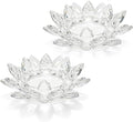 Large Crystal Lotus Tealight Candle Holder for Up to 6" Diameter Pillar Candle Plate Candlestick,Chunky Glass Votive Stand for Wedding, Party, Table Centerpiece Decor and Yoga Meditation (2, Clear) by KOLNLALA