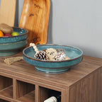 Ceramic Fruit Bowl for Kitchen Counter,Decorative Pedestal Bowl for Table Countertop,Large Footed Serving Bowl,10.2 Inch (Blue) - Image 3
