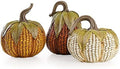 Valery Madelyn Fall Decorations for Home Pumpkins Decor, Set of 3 Resin Artificial Corn Decorative Pumpkins Figurines for Indoor Table Centerpieces Autumn Thanksgiving Halloween Decoration 6.3 Inch by ValeryMadelyn