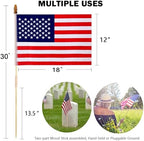 24 Pack 12x18 Inch American Flags For outside, US Flags with Kid-Safe Spear Top, Pluggable ground Multi-Purpose wood Flagpole , Patriotic Decorations, Memorial Day, 4th of July decorations,Independence Day Patriotic Holiday Yard Garden Flags - Image 3