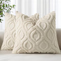 decorUhome Faux Fur Plush Soft Beige Throw Pillow Covers 20x20 Set of 2 by decorUhome