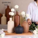 Ceramic Vase Set of 4, Modern Vases Home Decor, Neutral Decorative Vase for Bouquet Pampas Grass Dried Fresh Flowers, Small Vase for Living Room, Kitchen, Bedroom, Bathroom, Entryway Mantel, Decor - Image 4