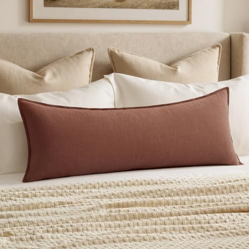 MIULEE Decorative Linen Lumbar Pillow Cover 14x36 Inch Autumn Glaze by MIULEE