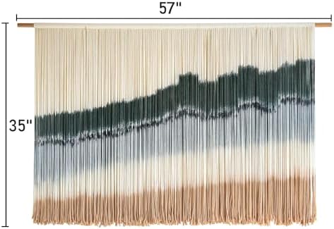 Macrame Wall Hanging Dip Dyed Large Wall Tapestry Woven Art 57''W*35''L - Image 5