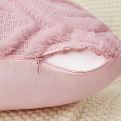 Pallene Fall Pink Faux Fur Throw Pillow Covers 26x26 Set of 2 - Image 3