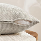 MIULEE Soft Decorative Chenille Pillow Covers Cream Grey 18x18 Pack of 4 - Image 3