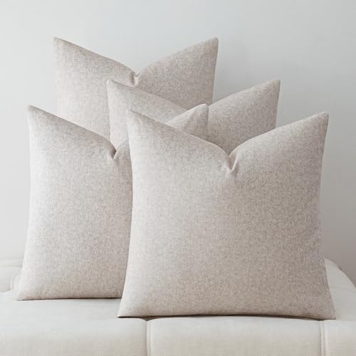 a moment Waterproof Christmas Throw Pillow Covers Set of 4,20x20 Inch Outdoor Stain Resistant Pet Friendly Pillowcases Cushion Covers for Patio Sofa and Living Room,Beige Gray by amoment