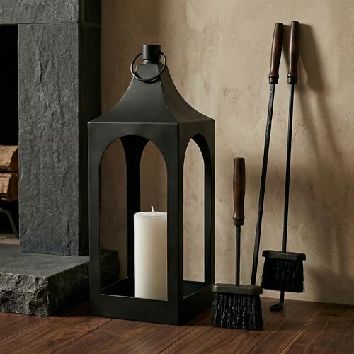 MOZEAL 25" Extra-Large Grace Spire Floor Lantern - Black Heavy Metal No Glass - Rust-Resistant, in/Out Use, for Fireplace/Patio/Entryway/Porch - Vers Event/Home - Vintage Holder for Pillar/LED Lights - Image 6