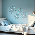 Hicarer 4 Pcs Starburst Wall Decor, Bling Metal Wall Art, Blue - Image 5