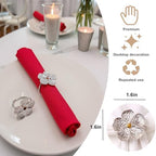 Flower Silver Napkin Rings Set of 50, Shiny Floral Napkin Ring Metal Holder - Image 2