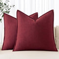 MIULEE Decorative Linen Pillow Covers 26x26 Inch Christmas Burgundy Red by MIULEE