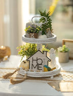 Hanobe 2 Tiered Decorative Trays Stand Boho Coffee Table Decor - Image 4