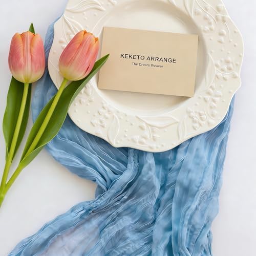 6Pcs Light Blue Cheesecloth Table Runner 120 Inches for Home Decorations - Image 3