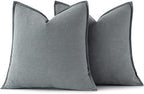 MIULEE Decorative Linen Euro Sham Pillow Covers 26x26 Gray - Image 6